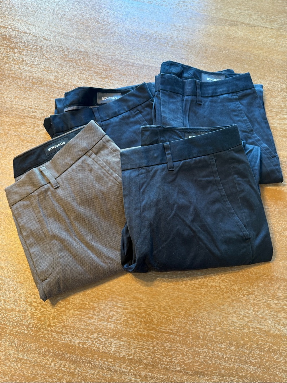 Bundle of 4 Bonobos Men's Dress Pants - Navy and Gray - Slim Tapered 32x30